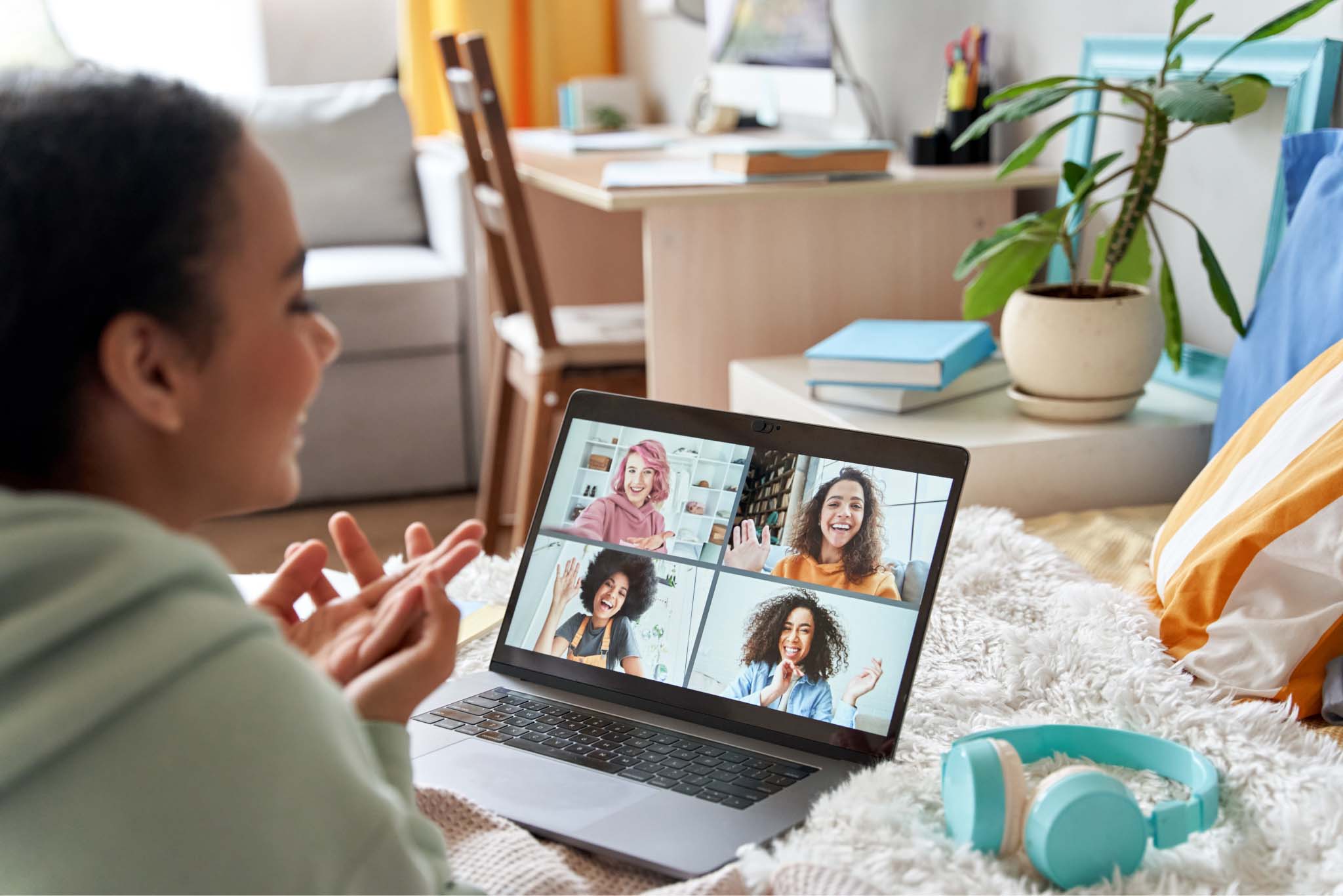 african-teen-girl-talking-with-friends-on-distance